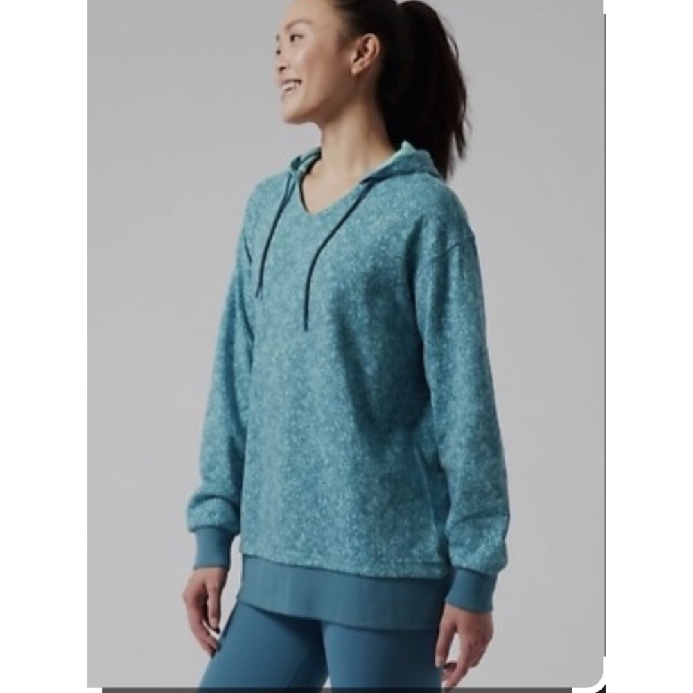 Athleta Sundown Alliance Hoodie — Teal Patterned Oversized Pullover | 2X